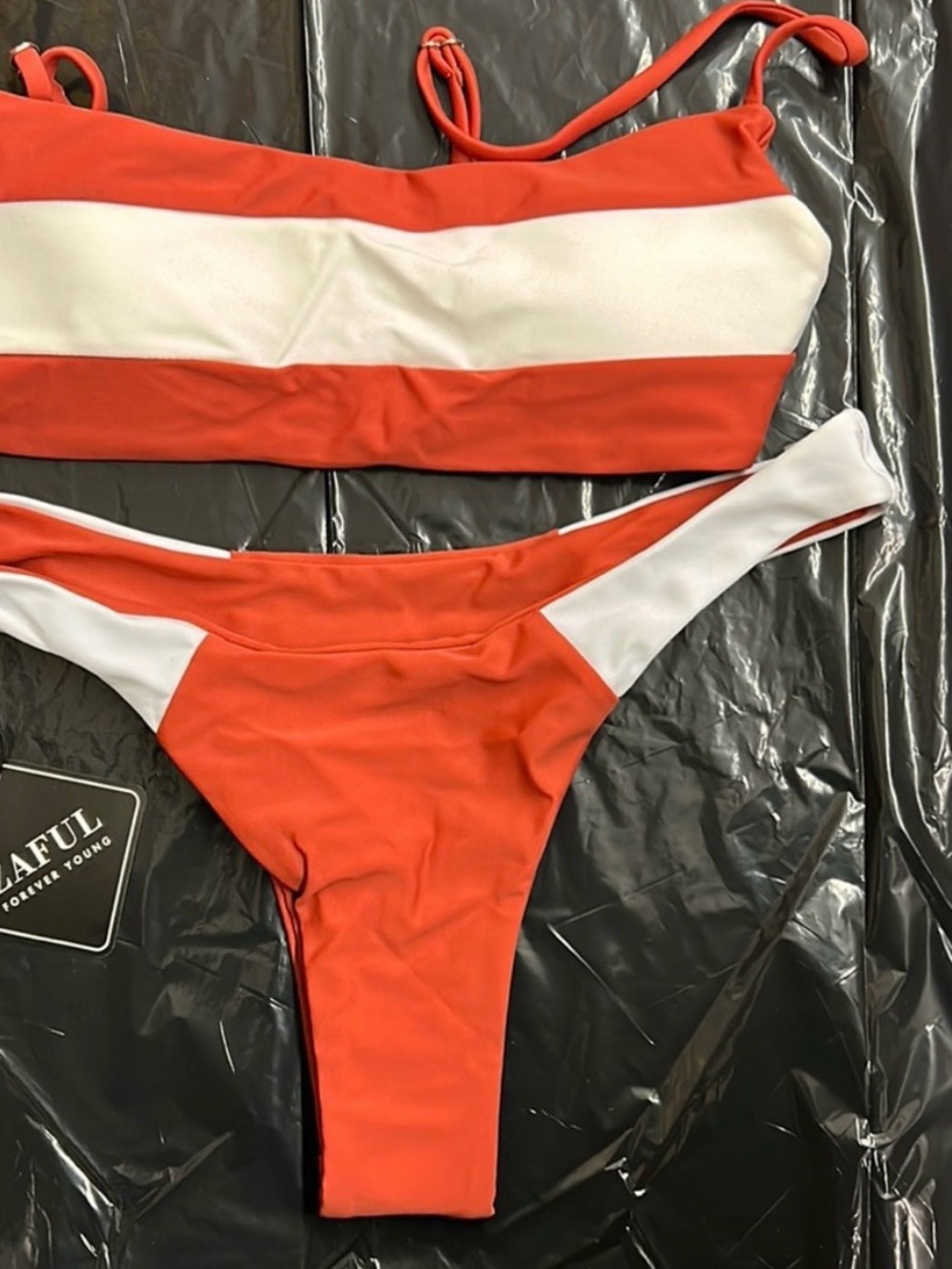 Zaful BWNT Striped Orange & White Bikini Set - Women Swim